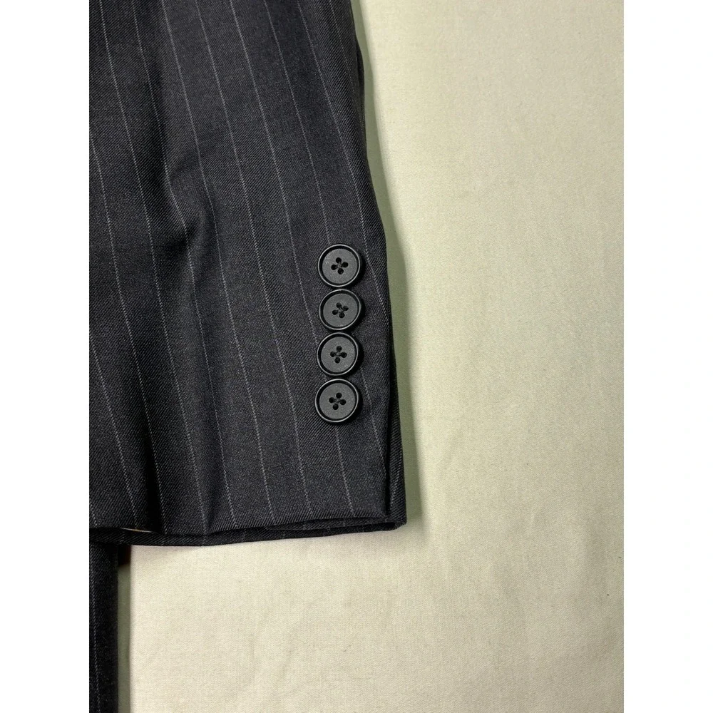 Hickey Freeman Loro Piana Super 150s Wool Pinstripe Blazer 42L Charcoal‎